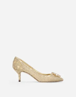 Lurex lace rainbow pumps with brooch detailing