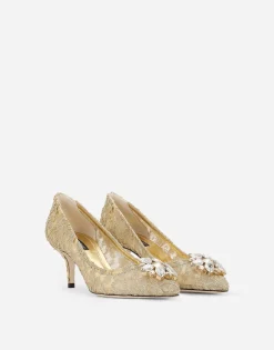 Lurex lace rainbow pumps with brooch detailing