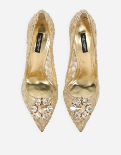 Lurex lace rainbow pumps with brooch detailing