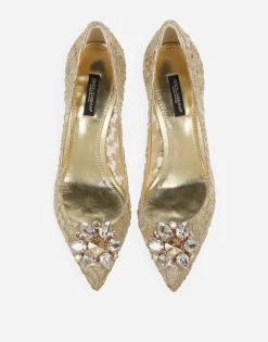 Lurex lace rainbow pumps with brooch detailing