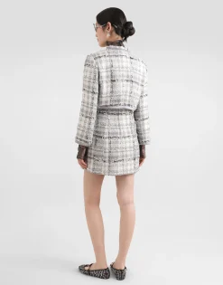 Lurex raschel tweed A-line minidress with DG-branded buttons