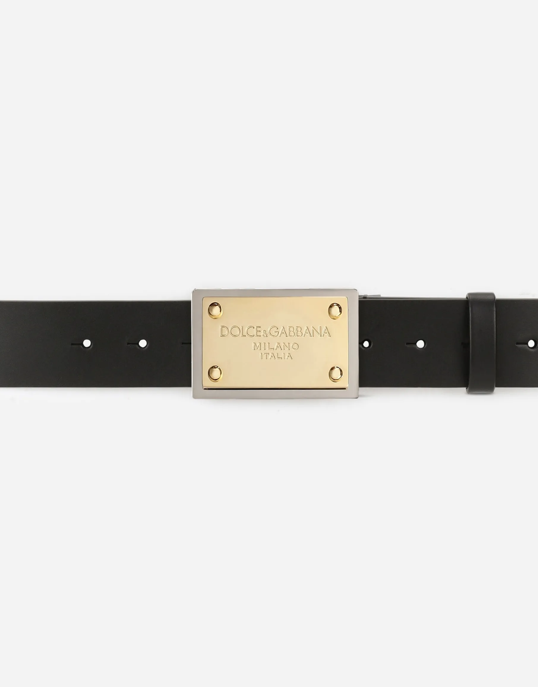 Lux leather belt with branded buckle