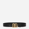 Lux leather belt with crossover DG logo buckle