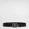 Lux leather belt with crossover DG logo buckle