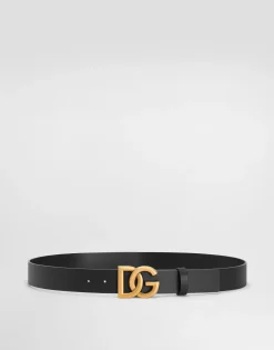 Lux leather belt with crossover DG logo buckle