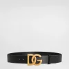 Lux leather belt with crossover DG logo buckle