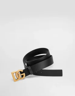 Lux leather belt with crossover DG logo buckle