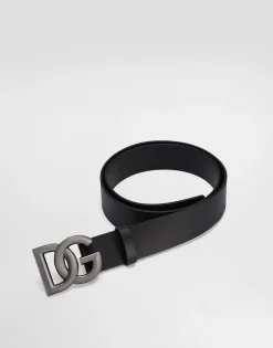 Lux leather belt with crossover DG logo buckle