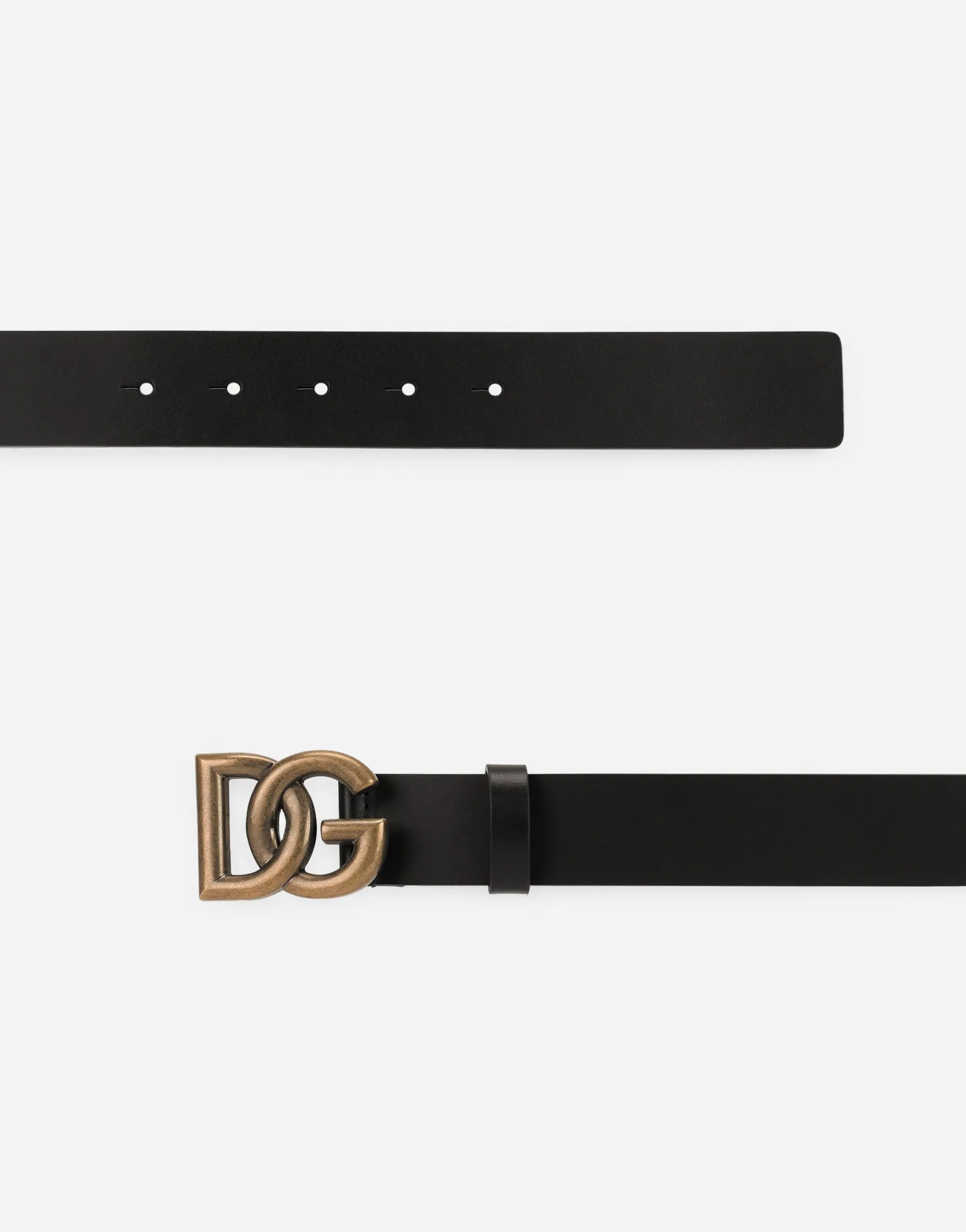 Lux leather belt with crossover DG logo buckle