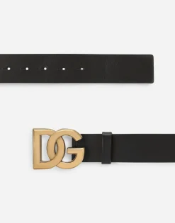 Lux leather belt with crossover DG logo buckle
