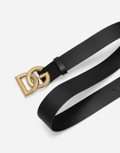 Lux leather belt with crossover DG logo buckle
