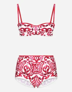 Majolica print balconette bikini top and bottoms