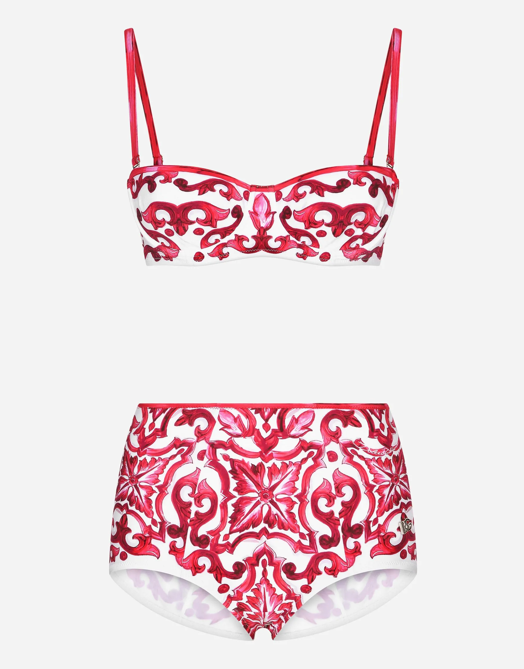 Majolica print balconette bikini top and bottoms