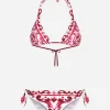 Majolica print padded triangle bikini