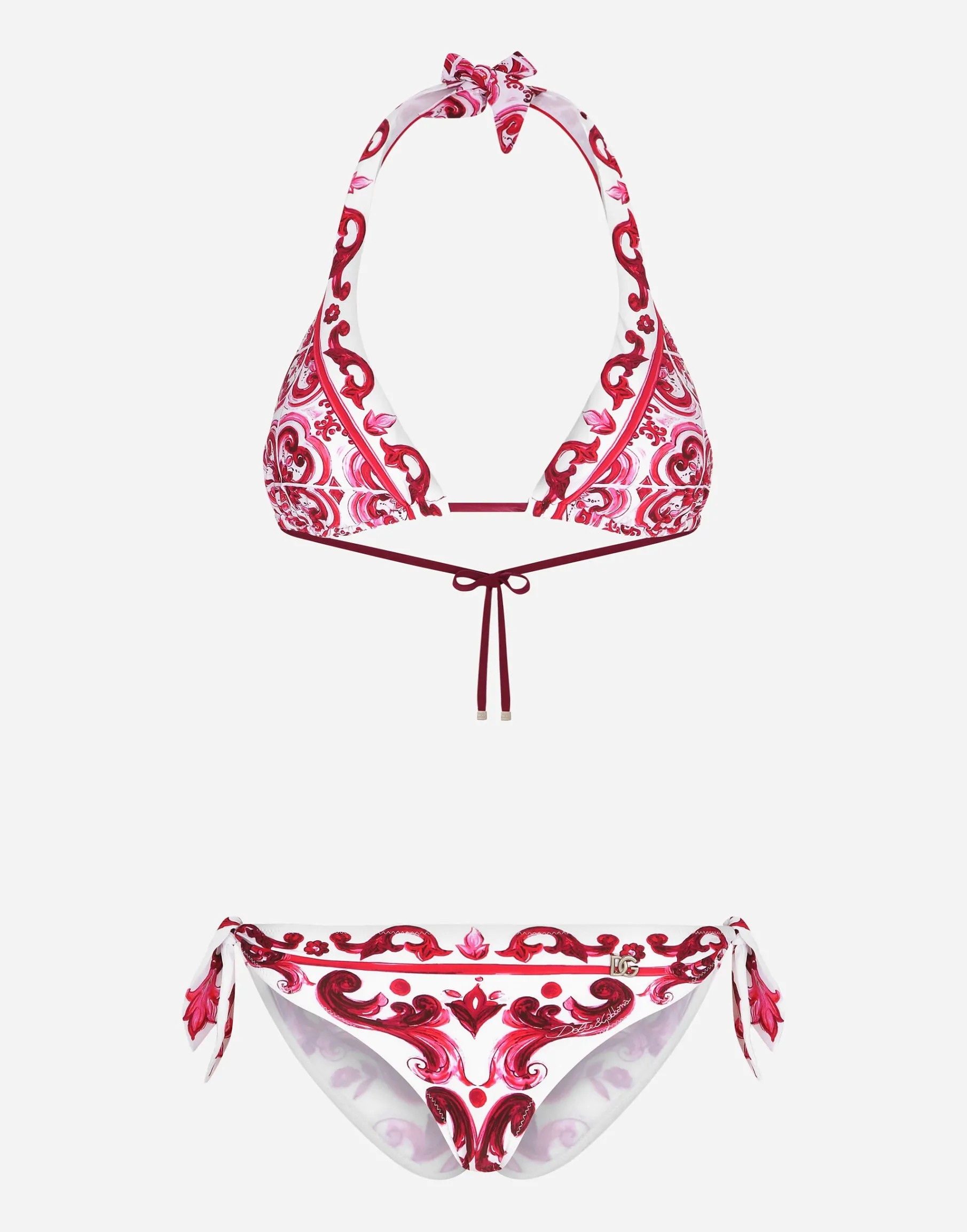 Majolica print padded triangle bikini