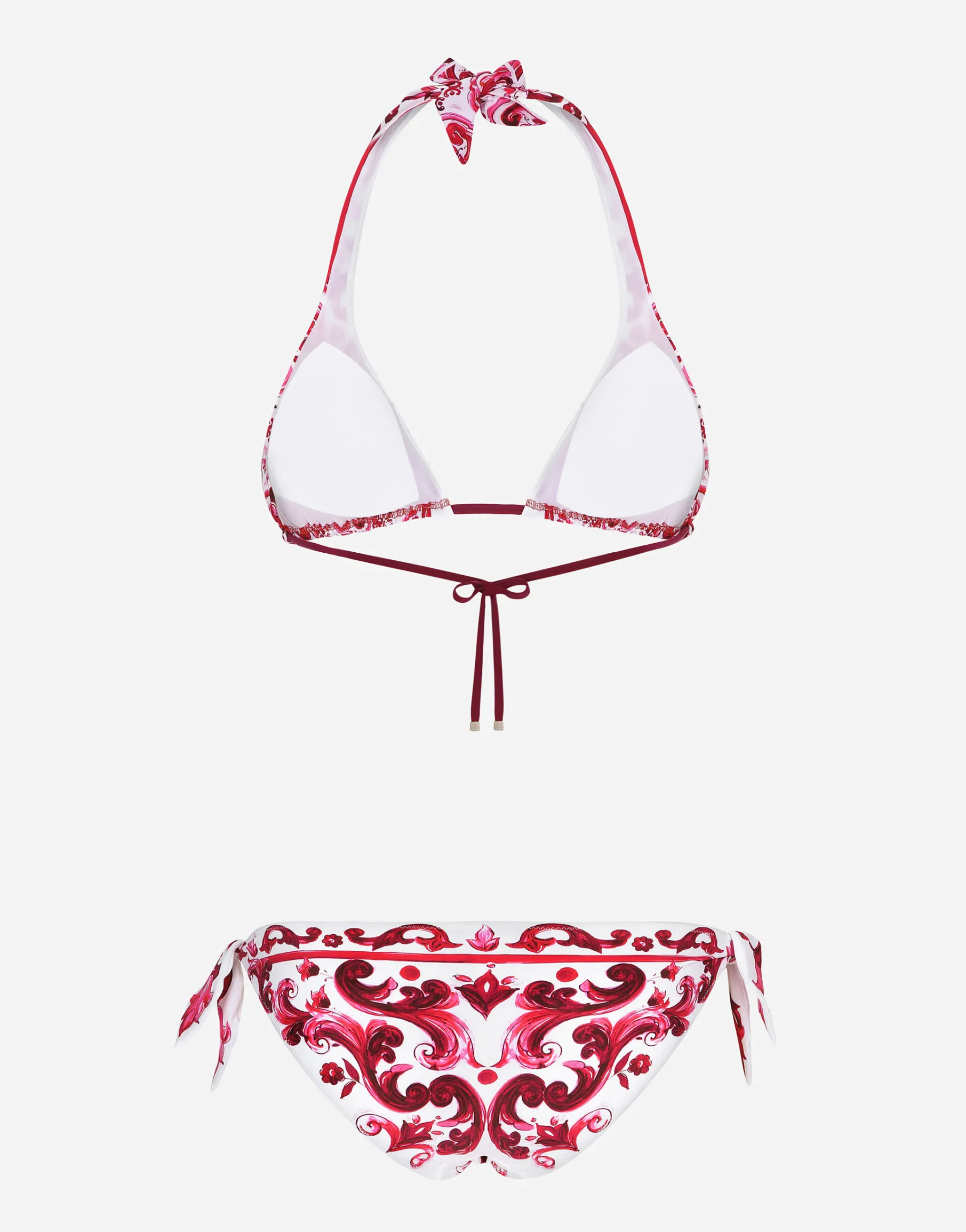 Majolica print padded triangle bikini