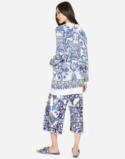 Majolica-design silk jacquard cardigan