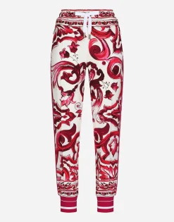 Majolica-print cady jogging pants