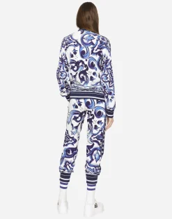 Majolica-print cady jogging pants