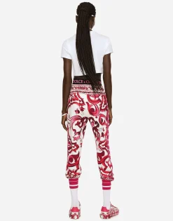 Majolica-print cady jogging pants
