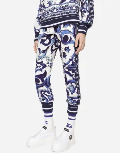 Majolica-print cady jogging pants