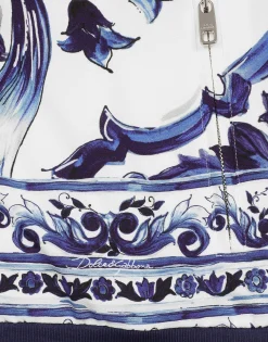 Majolica-print cady sweatshirt with zipper
