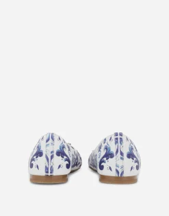Majolica-print calfskin ballet flats