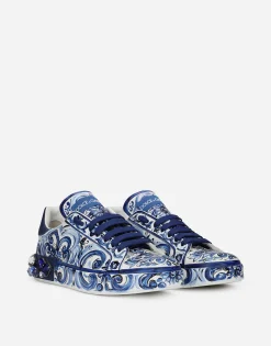 Majolica-print calfskin Portofino sneakers