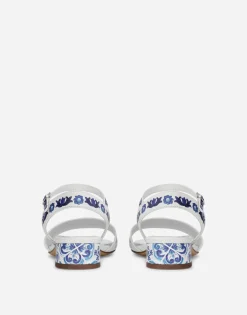Majolica-print calfskin sandals