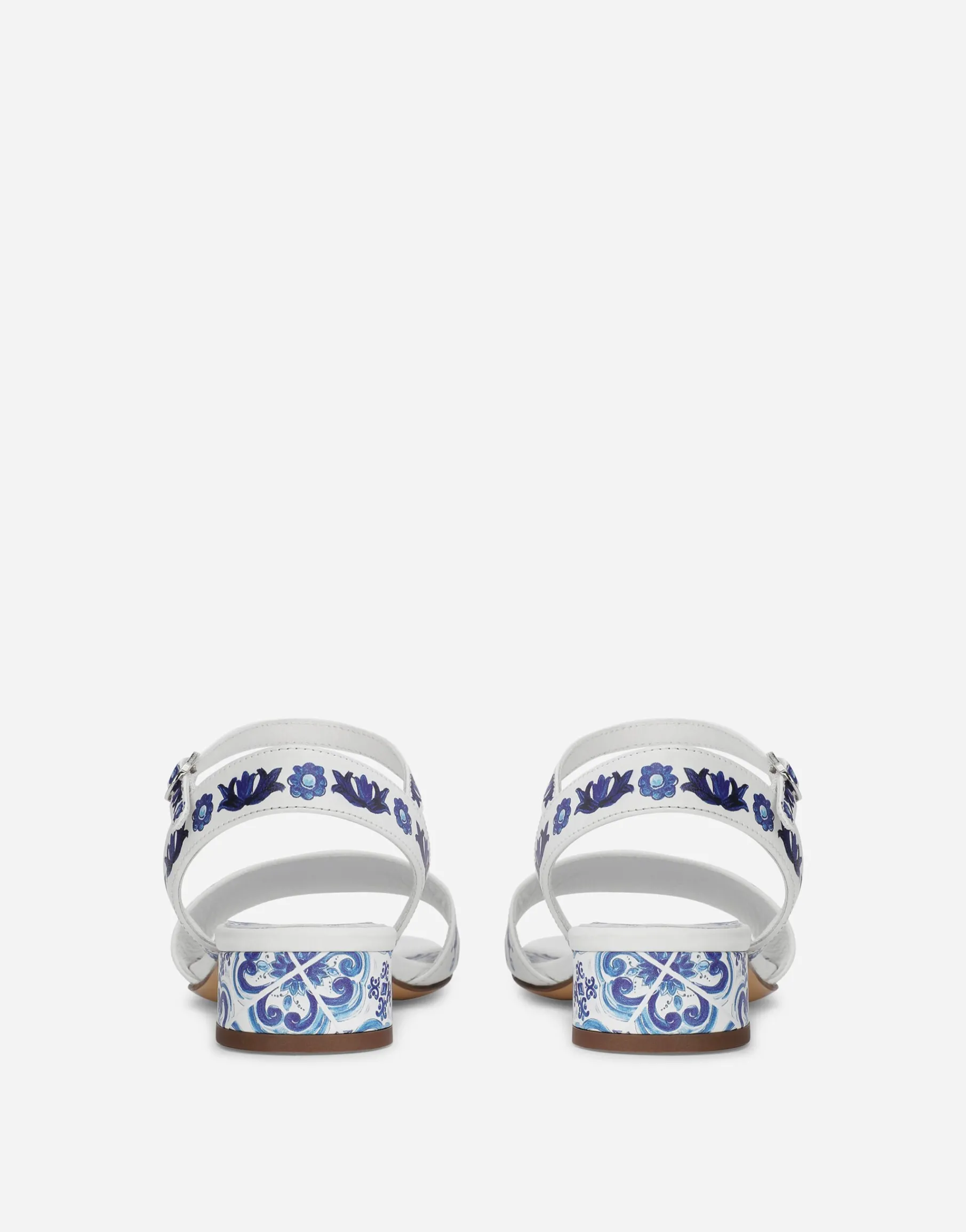 Majolica-print calfskin sandals