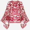 Majolica-print charmeuse blouse