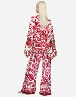Majolica-print charmeuse blouse