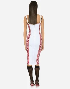 Majolica-print charmeuse bustier dress
