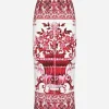 Majolica-print charmeuse calf-length skirt