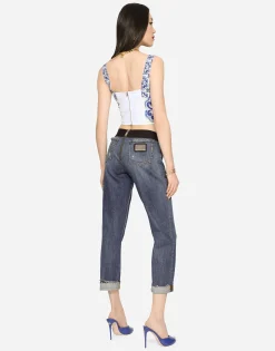 Majolica-print charmeuse corset