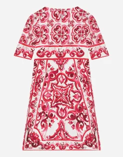 Majolica-print charmeuse midi dress