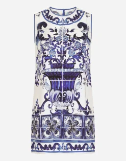 Majolica-print charmeuse top