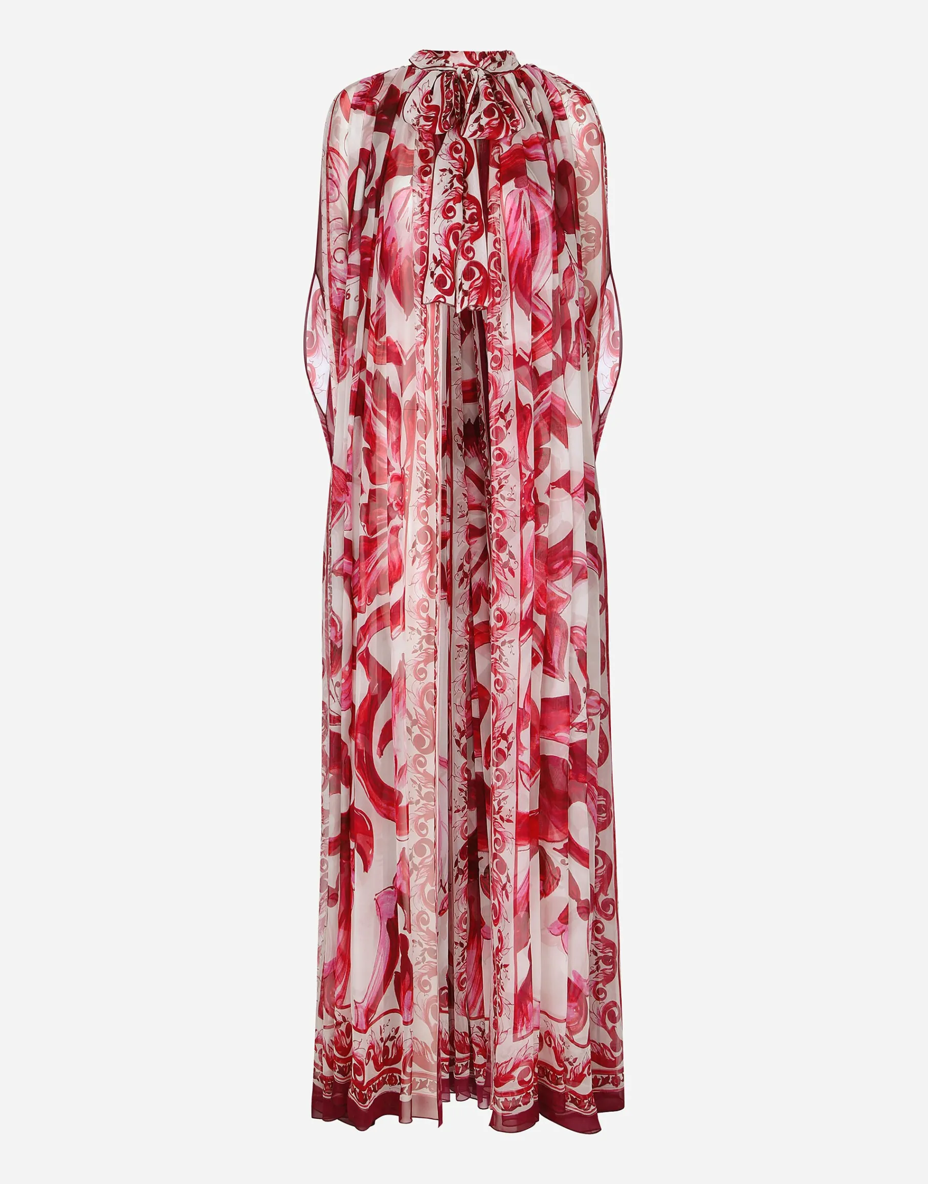 Majolica-print chiffon cape