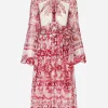 Majolica-print chiffon midi dress