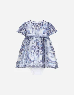 Majolica-print chiffon midi dress