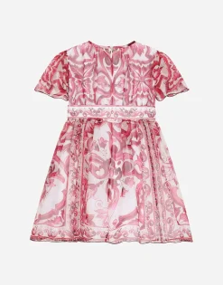 Majolica-print chiffon midi dress
