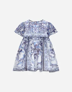Majolica-print chiffon midi dress