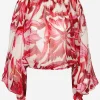 Majolica-print chiffon top