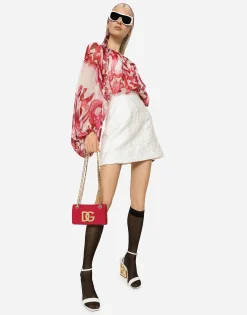 Majolica-print chiffon top