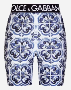 Majolica-print jersey cycling shorts