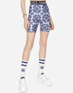 Majolica-print jersey cycling shorts