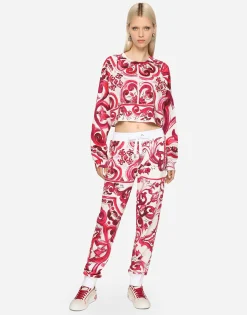 Majolica-print jersey jogging pants