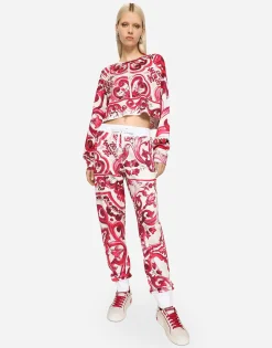 Majolica-print jersey jogging pants