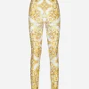 Majolica-print jersey leggings with branded elastic