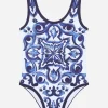 Majolica-print one-piece swimsuit